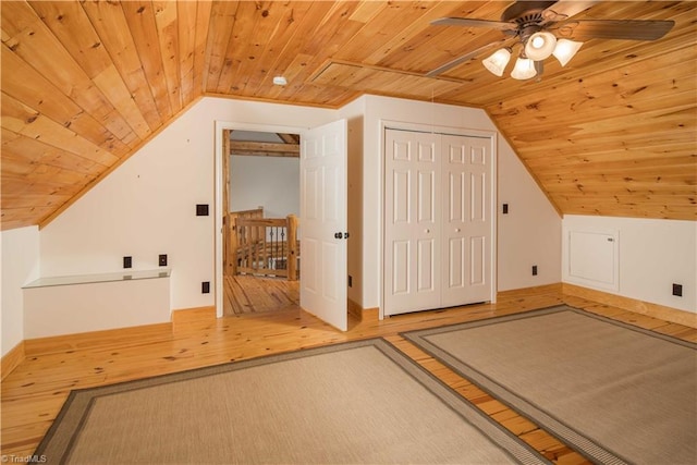1310 Lynchburg Rd, Westfield, NC 27053 - additional living space featuring hardwood / wood-style floors, wooden ceiling, a ceiling fan, and lofted ceiling