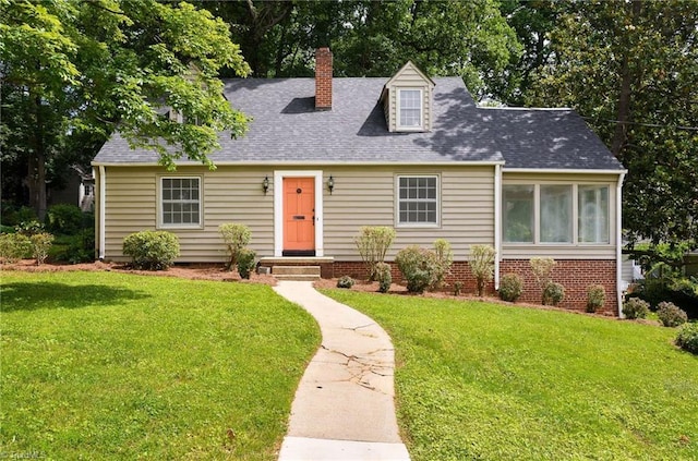515 N Pine Valley Rd N, Winston-Salem, NC 27106 - cape cod-style house with a chimney, a front lawn, and a shingled roof