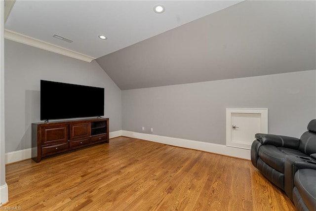 6323 Nesting Way, Oak Ridge, NC 27310 - sitting room with recessed lighting, light wood finished floors, vaulted ceiling, visible vents, and baseboards