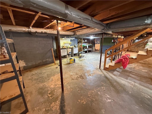 1632 Sanford Dr, Winston-Salem, NC 27105 - unfinished basement with stairway