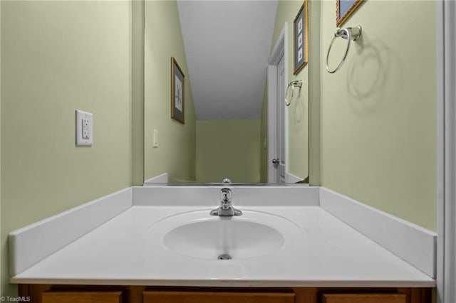 2503 Macdougall Dr, Burlington, NC 27217 - bathroom with vaulted ceiling and vanity
