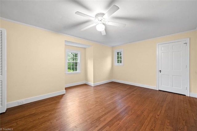 986 Avon Rd, Winston-Salem, NC 27104 - spare room featuring wood finished floors, a ceiling fan, baseboards, and ornamental molding