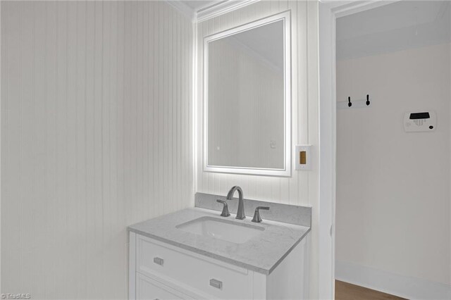 4221 Old Greensboro Rd, Winston-Salem, NC 27101 - bathroom with ornamental molding and vanity