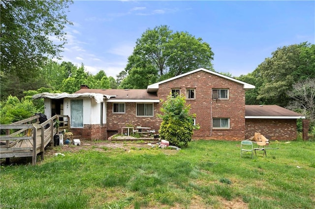 302 Wafford Rd, Lexington, NC 27292 - back of house with a yard, brick siding, and a chimney