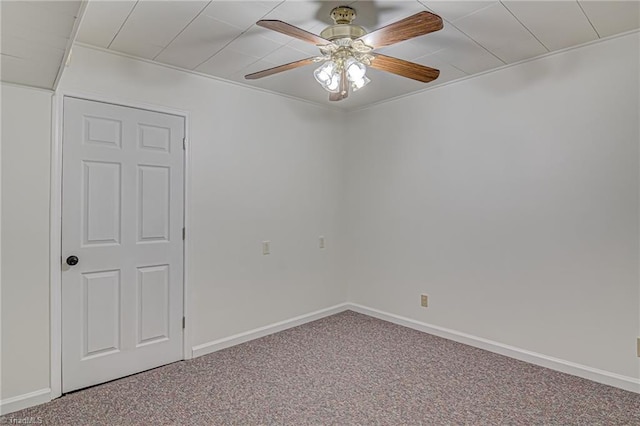 unfurnished room featuring carpet and ceiling fan