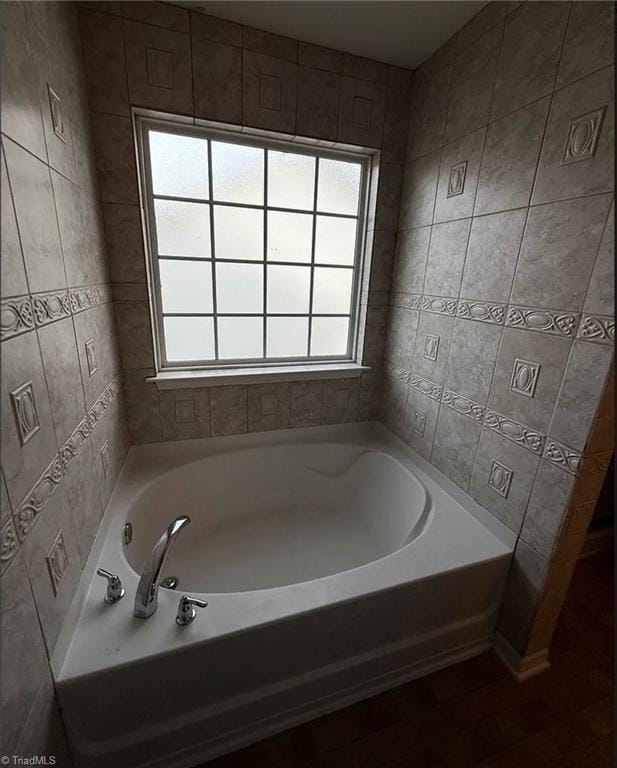 5608 David Christian Pl, Greensboro, NC 27410 - full bathroom featuring a bath and tile walls