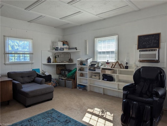 sitting room with carpet flooring