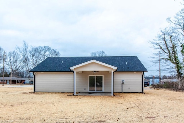 back of house featuring a patio and ceiling fan