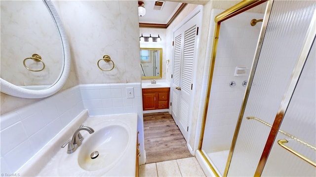 3618 Rockwood Dr, High Point, NC 27265 - bathroom with vanity and a shower stall