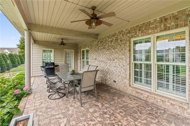 view of patio with ceiling fan