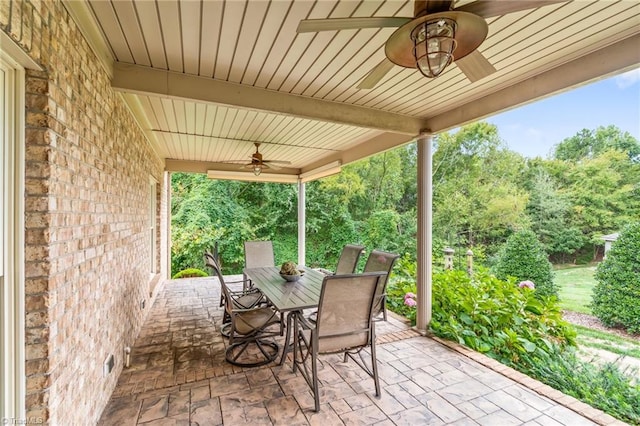 view of patio / terrace featuring ceiling fan