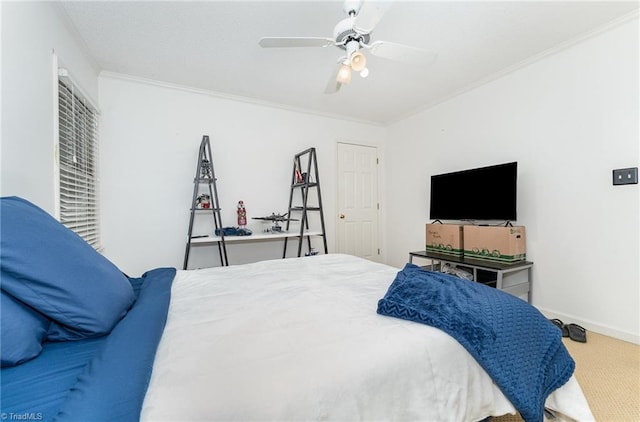 3016 Havasu Way, High Point, NC 27265 - bedroom with ornamental molding, carpet flooring, and a ceiling fan
