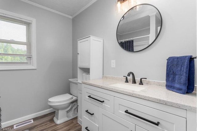 415 Crestview Dr, Thomasville, NC 27360 - full bathroom with vanity, ornamental molding, and wood finished floors