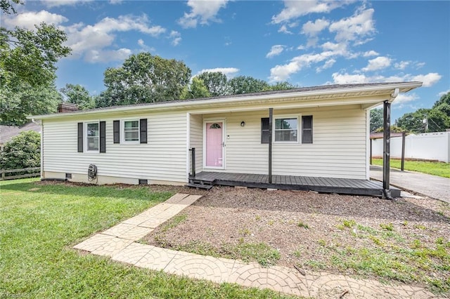 1018 Sequoia Dr, Lewisville, NC 27023 - view of front of home with covered porch and crawl space
