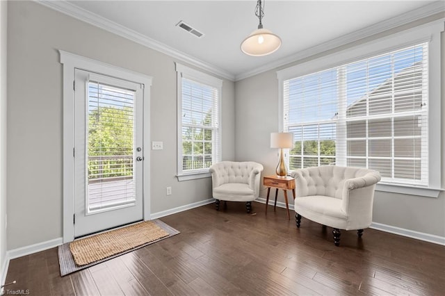 4420 Bonnie Loch Dr, Burlington, NC 27215 - sitting room featuring crown molding, baseboards, and wood finished floors