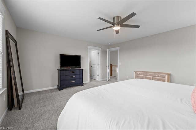 4420 Bonnie Loch Dr, Burlington, NC 27215 - bedroom with light carpet, baseboards, and a ceiling fan