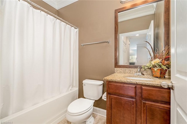 5207 York Place Ct, Walkertown, NC 27051 - bathroom with vanity, shower / bath combo, and ornamental molding