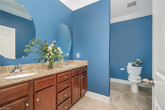 5207 York Place Ct, Walkertown, NC 27051 - full bathroom with ornamental molding, double vanity, and tile patterned flooring