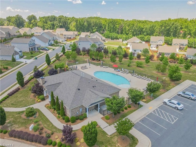 5207 York Place Ct, Walkertown, NC 27051 - aerial perspective of suburban area with a pool