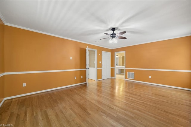 4028 Lofter Ct, Pfafftown, NC 27040 - spare room with wood finished floors, a ceiling fan, and crown molding