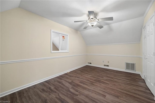 4028 Lofter Ct, Pfafftown, NC 27040 - additional living space with lofted ceiling, ceiling fan, and wood finished floors