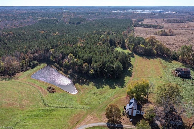 bird's eye view with a rural view and a water view