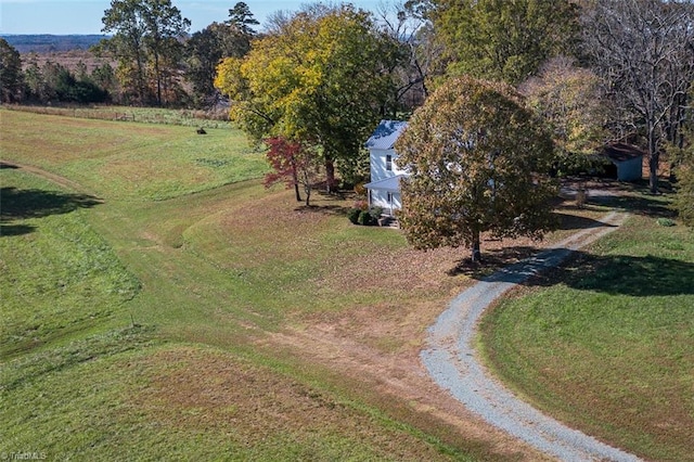 aerial view featuring a rural view