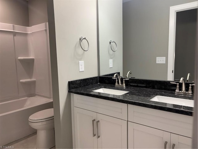 7376 Ridge Rd, Winston-Salem, NC 27107 - full bath with double vanity, toilet, shower / bathing tub combination, and a sink