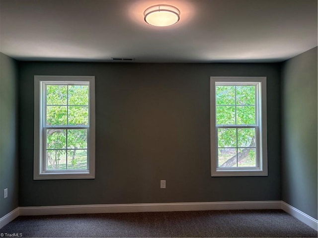 7376 Ridge Rd, Winston-Salem, NC 27107 - spare room featuring a healthy amount of sunlight, dark colored carpet, and visible vents