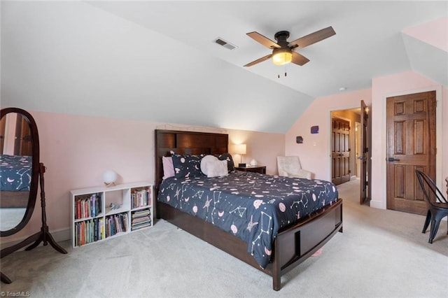641 Doe Run Dr, Kernersville, NC 27284 - carpeted bedroom featuring lofted ceiling, baseboards, and a ceiling fan