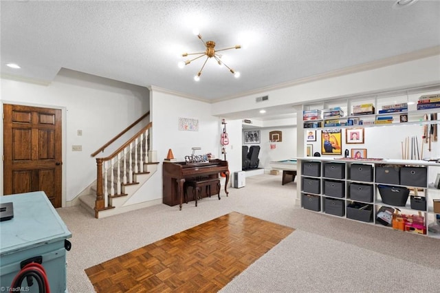 641 Doe Run Dr, Kernersville, NC 27284 - recreation room featuring a textured ceiling and carpet