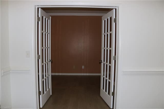 6215 Glen Way Dr, Winston-Salem, NC 27107 - corridor featuring dark wood finished floors and french doors