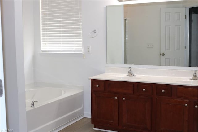 6215 Glen Way Dr, Winston-Salem, NC 27107 - full bathroom featuring a garden tub and double vanity