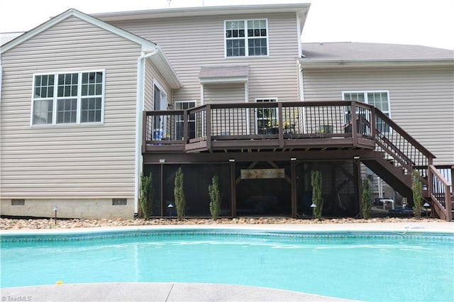 6215 Glen Way Dr, Winston-Salem, NC 27107 - outdoor pool with stairway and a deck