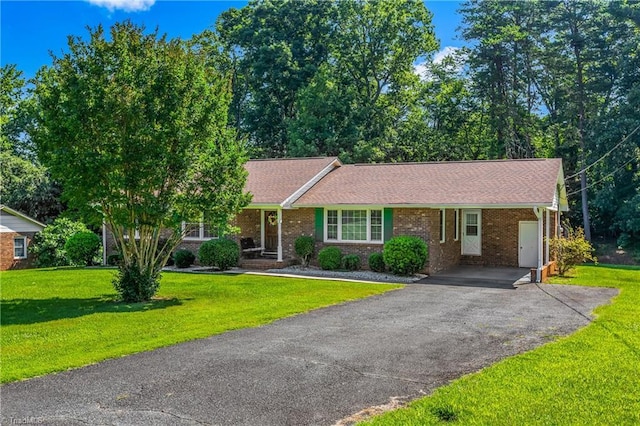 213 Timmys Ln, King, NC 27021 - single story home with driveway, a front yard, and brick siding