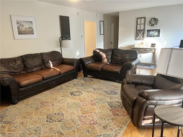 living room featuring light wood-type flooring