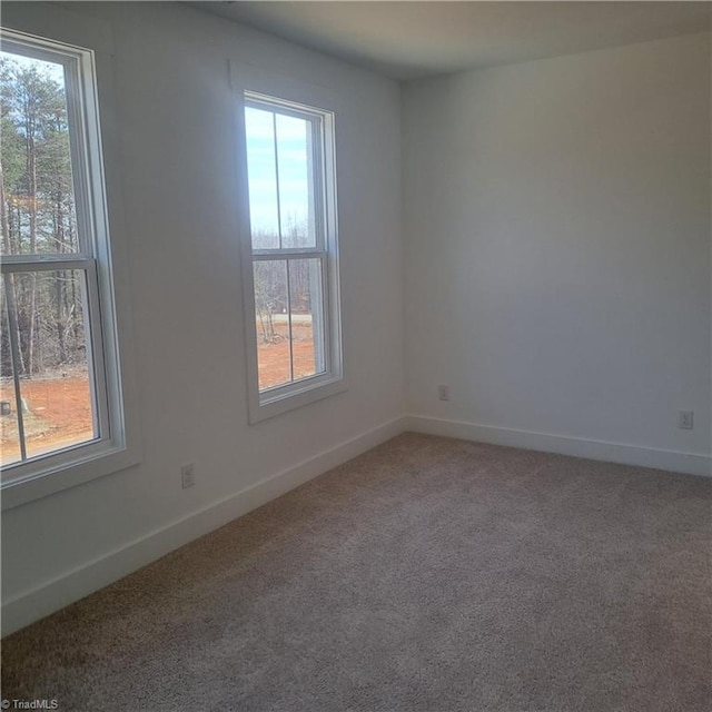 carpeted spare room with baseboards and plenty of natural light