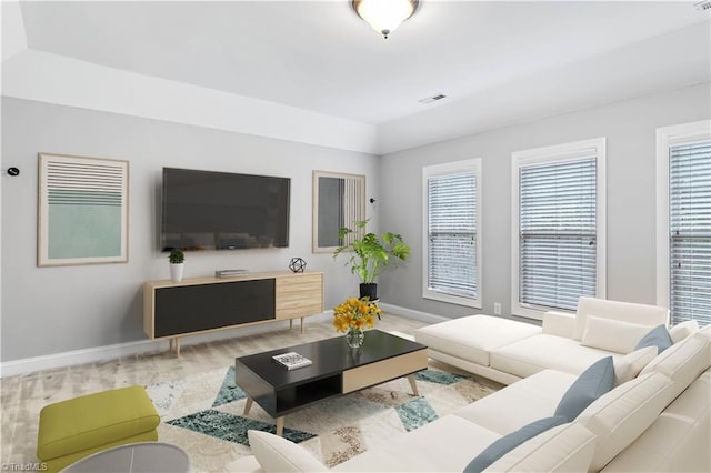 living room featuring light hardwood / wood-style flooring