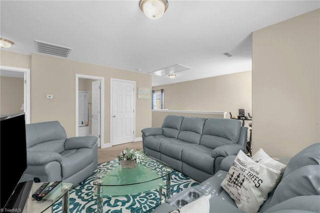 3502 Quarry Ct, High Point, NC 27265 - living room with attic access, carpet floors, and baseboards