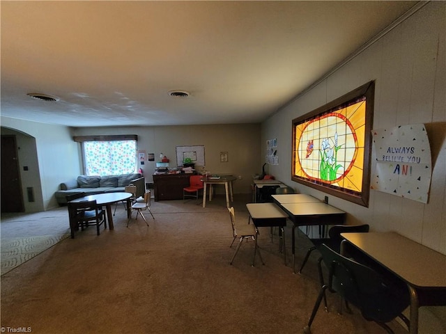 dining room with carpet flooring