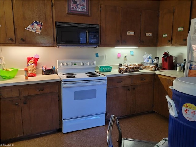 kitchen with white range with electric stovetop