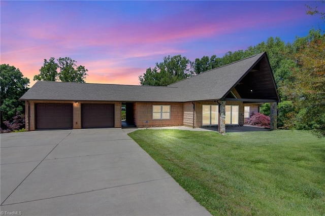 4962 Serenity Ln, Granite Falls, NC 28630 - view of front of house with an attached garage, driveway, and a lawn