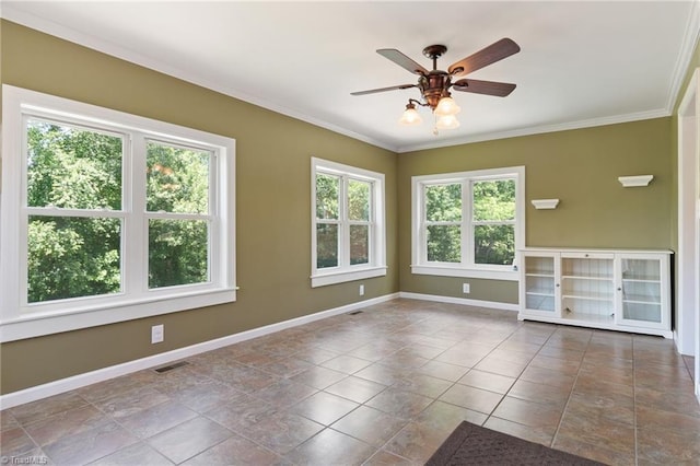 4962 Serenity Ln, Granite Falls, NC 28630 - unfurnished living room with ceiling fan, baseboards, and crown molding