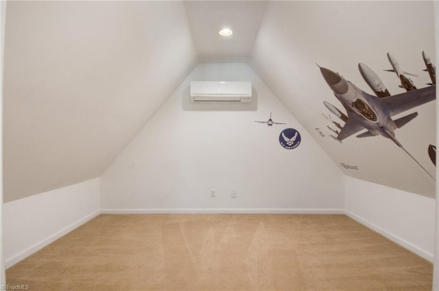 4962 Serenity Ln, Granite Falls, NC 28630 - bonus room with lofted ceiling, light carpet, a wall mounted AC, baseboards, and recessed lighting