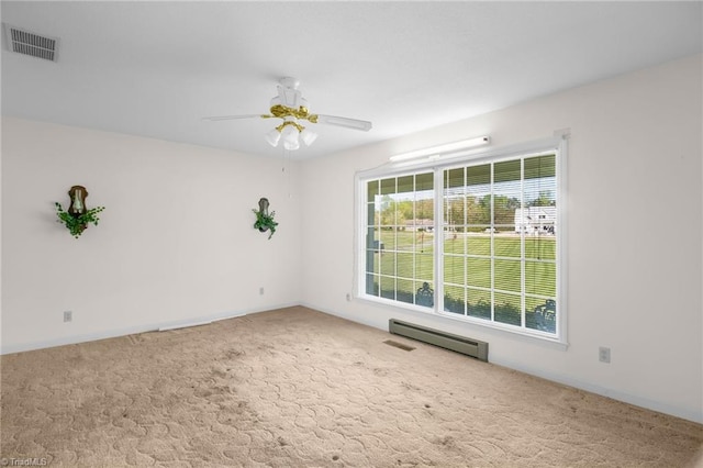 520 S Bunker Hill Rd, Colfax, NC 27235 - carpeted spare room with a baseboard radiator and a ceiling fan