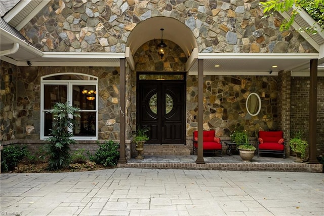 property entrance with french doors