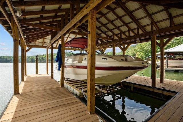 view of dock featuring a water view