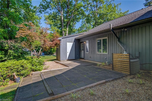 exterior space featuring central air condition unit