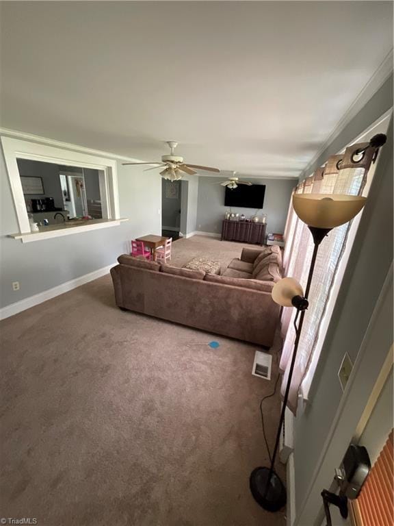 621 N Craige St, Salisbury, NC 28144 - living room featuring carpet and ceiling fan