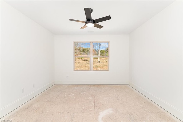 unfurnished room featuring ceiling fan